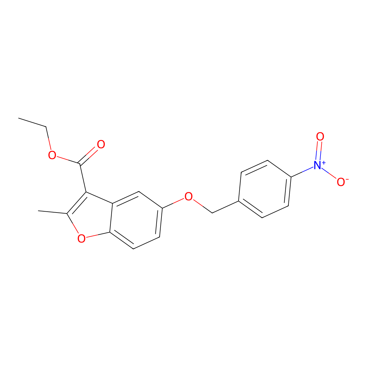 Ethyl 2-methyl-5-[(4-nitrophenyl)methoxy]-1-benzofuran-3-carboxylate molecular structure, CAS 300674-48-0