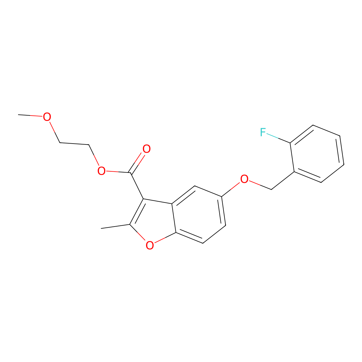 2-Methoxyethyl 5-[(2-fluorophenyl)methoxy]-2-methyl-1-benzofuran-3-carboxylate molecular structure, CAS 300674-49-1