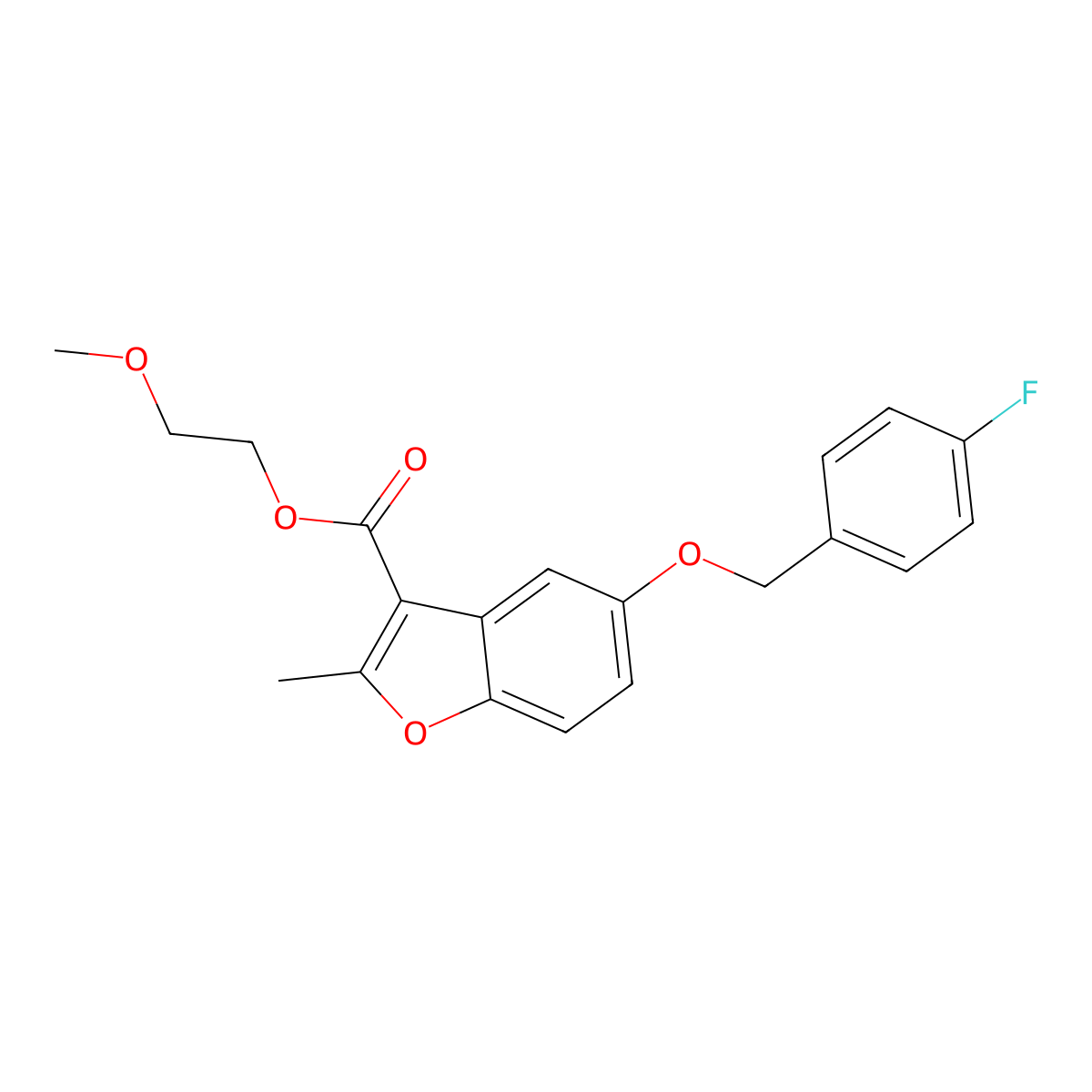 2-Methoxyethyl 5-[(4-fluorophenyl)methoxy]-2-methyl-1-benzofuran-3-carboxylate molecular structure, CAS 300674-50-4