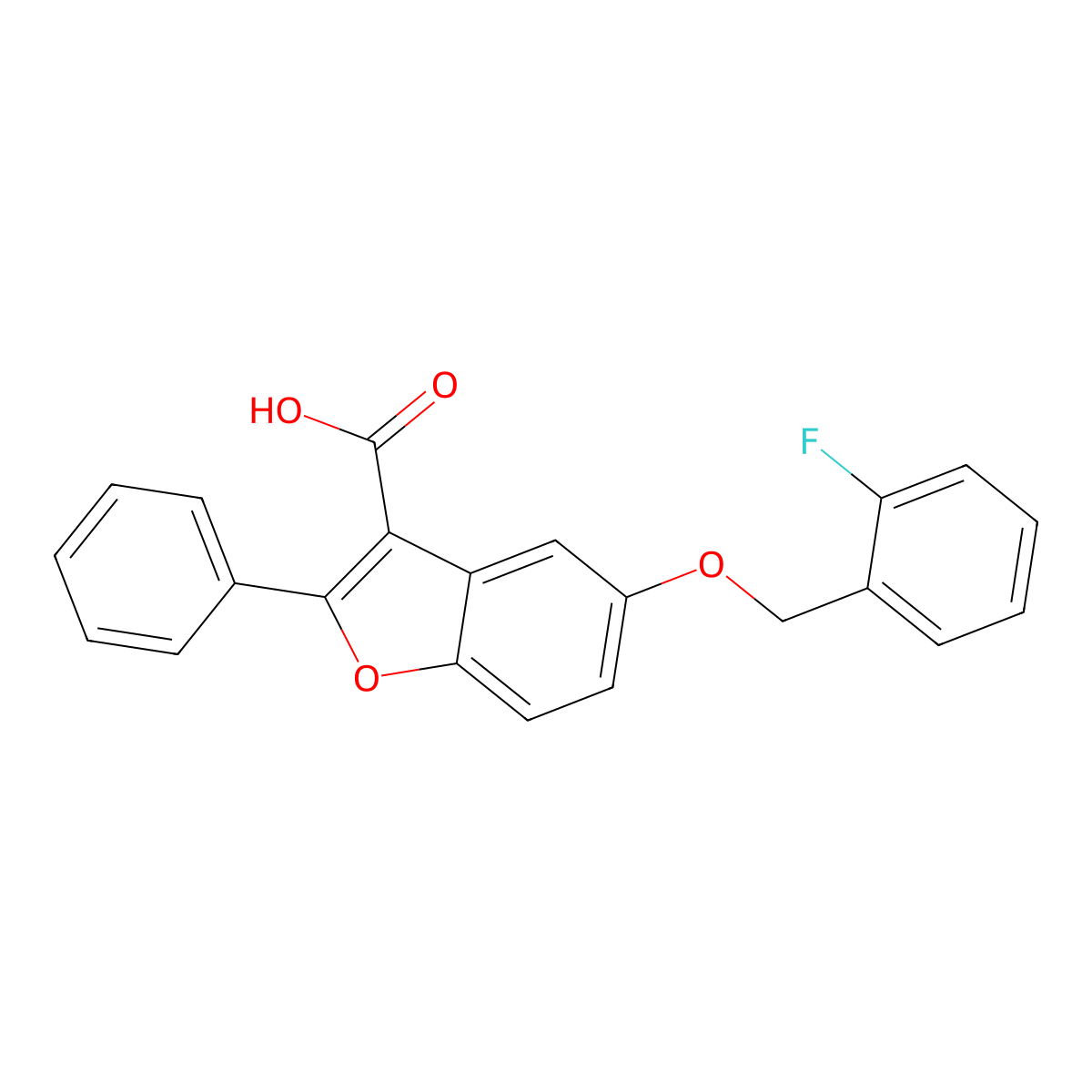 5-[(2-Fluorophenyl)methoxy]-2-phenyl-1-benzofuran-3-carboxylic acid molecular structure, CAS 300674-51-5