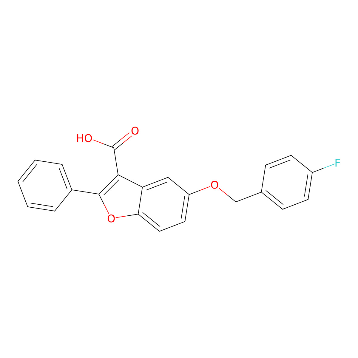 5-((4-Fluorobenzyl)oxy)-2-phenylbenzofuran-3-carboxylic acid molecular structure, CAS 300674-52-6