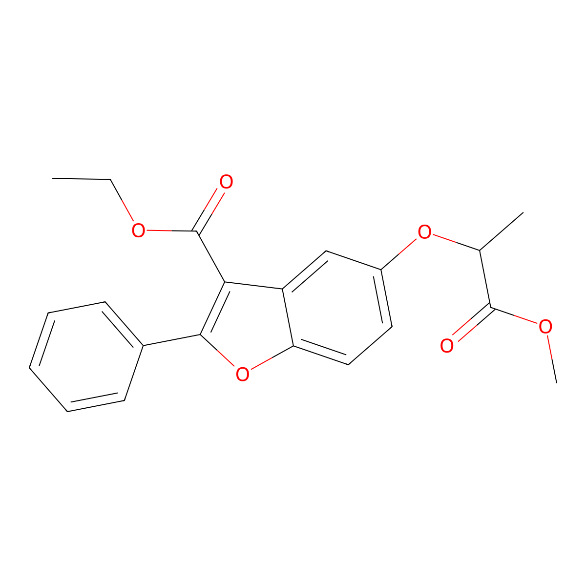 Ethyl 5-[(1-methoxy-1-oxopropan-2-yl)oxy]-2-phenyl-1-benzofuran-3-carboxylate molecular structure, CAS 300674-54-8