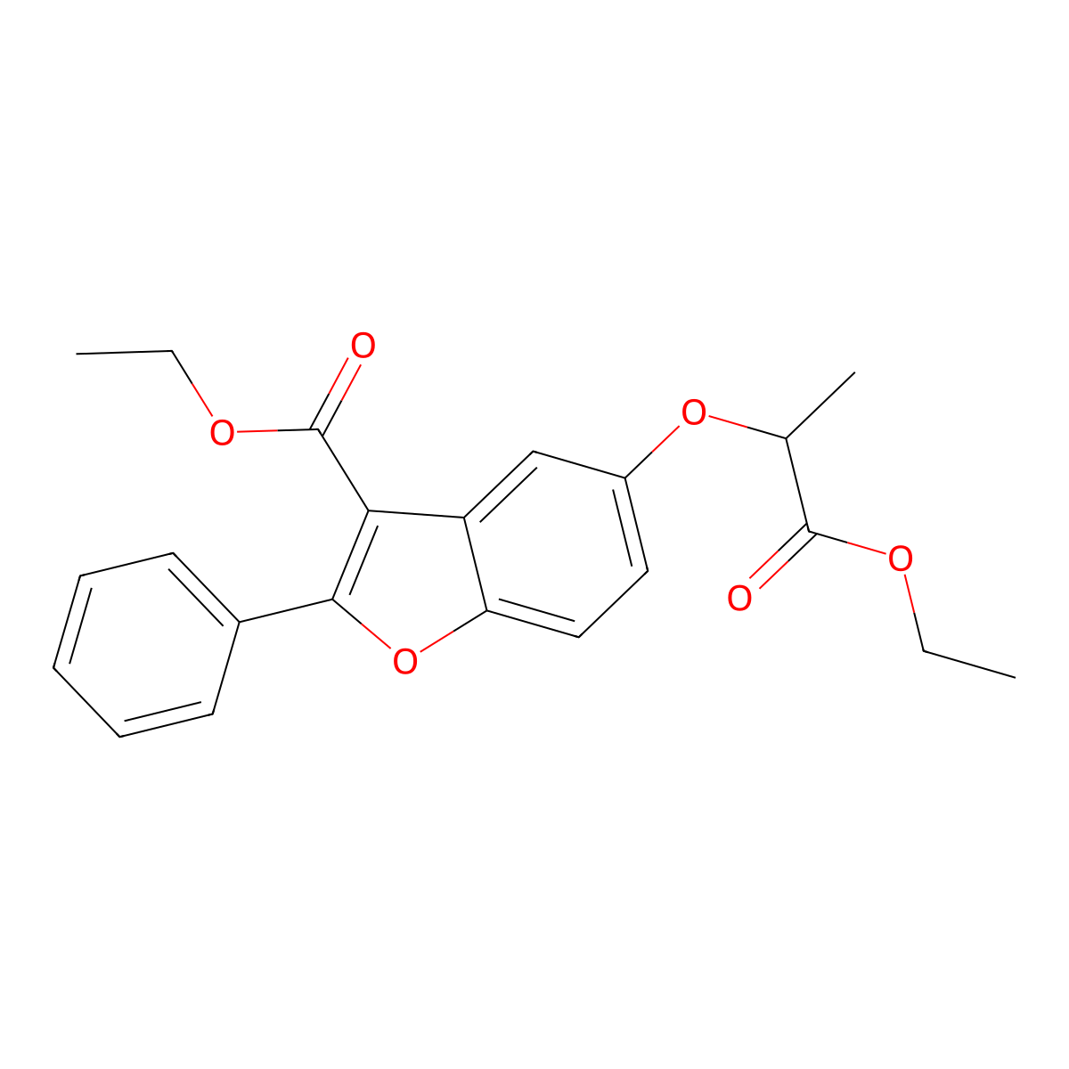 Ethyl 5-[(1-ethoxy-1-oxopropan-2-yl)oxy]-2-phenyl-1-benzofuran-3-carboxylate molecular structure, CAS 300674-58-2