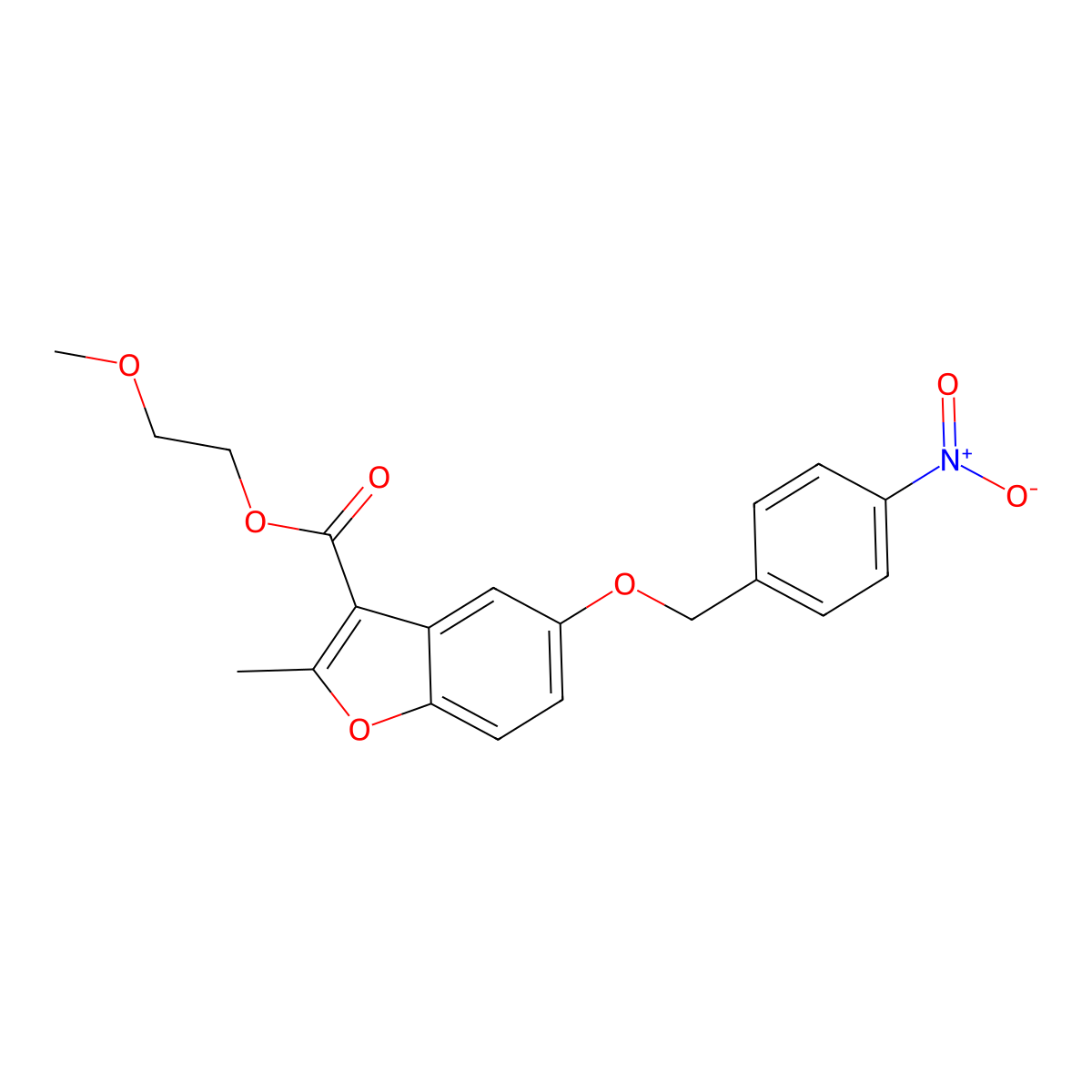 2-Methoxyethyl 2-methyl-5-[(4-nitrophenyl)methoxy]-1-benzofuran-3-carboxylate molecular structure, CAS 300674-60-6