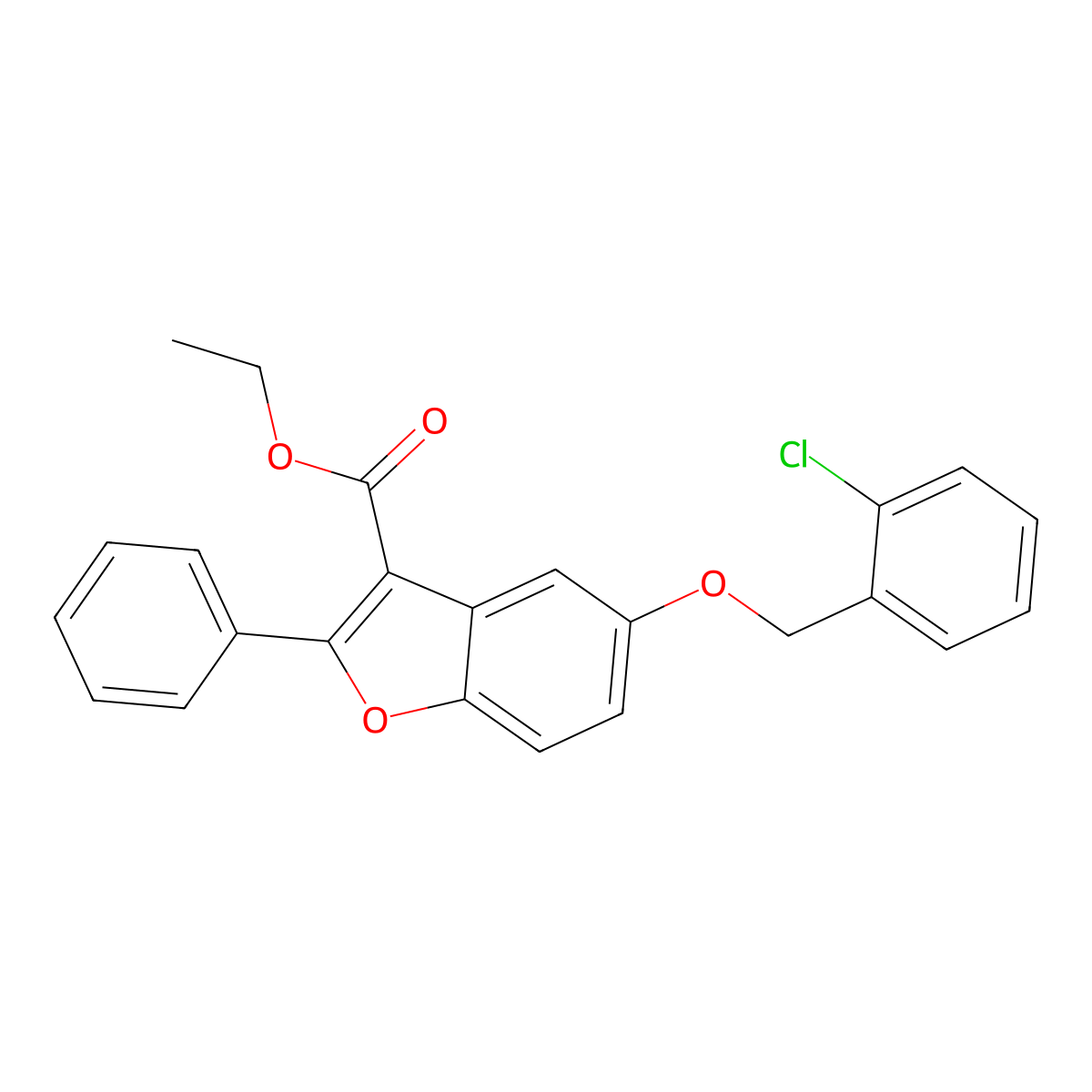 Ethyl 5-[(2-chlorophenyl)methoxy]-2-phenyl-1-benzofuran-3-carboxylate molecular structure, CAS 300674-68-4
