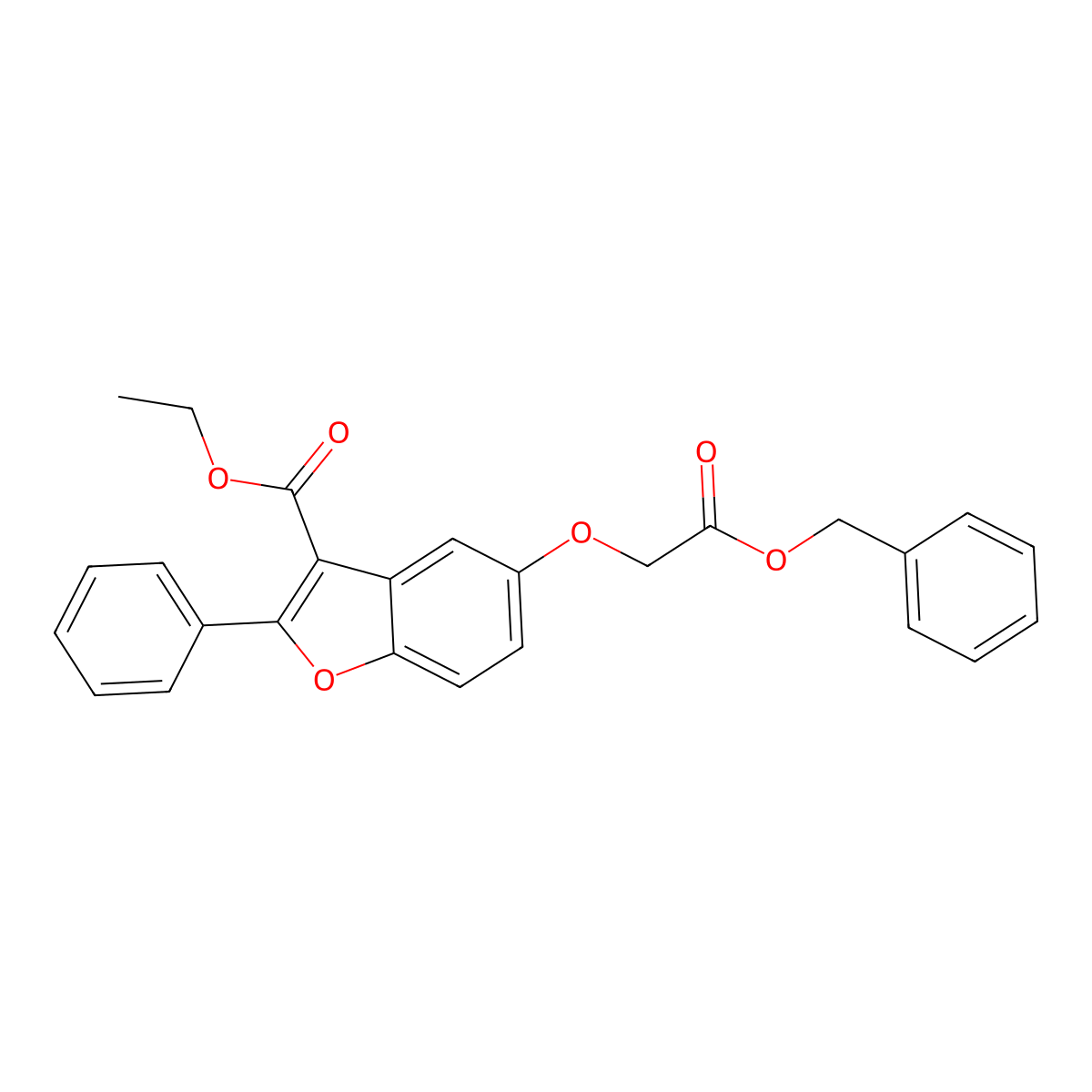 Ethyl 5-[2-(benzyloxy)-2-oxoethoxy]-2-phenyl-1-benzofuran-3-carboxylate molecular structure, CAS 300674-71-9