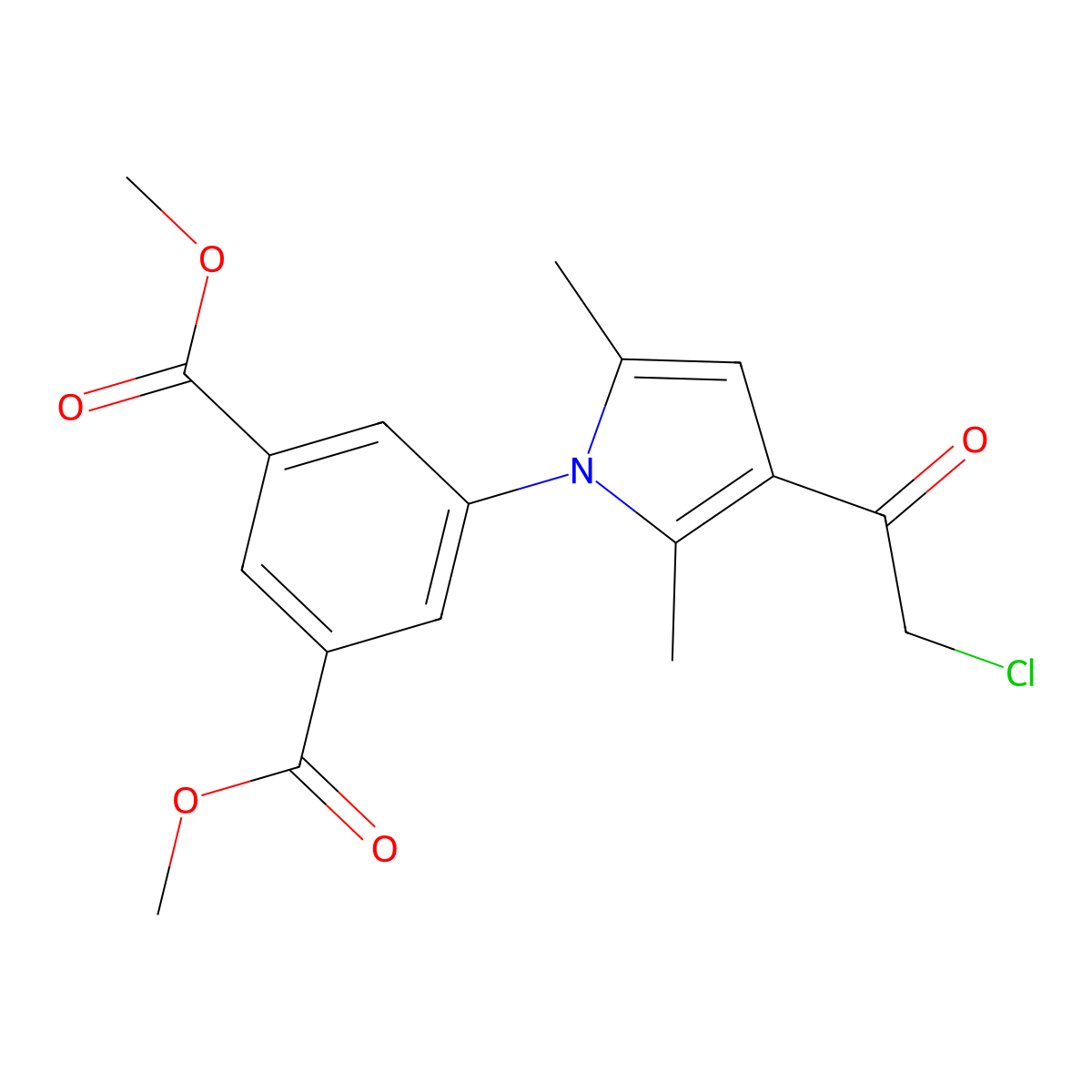 dimethyl 5-[3-(chloroacetyl)-2,5-dimethyl-1H-pyrrol-1-yl]isophthalate molecular structure, CAS 300676-07-7