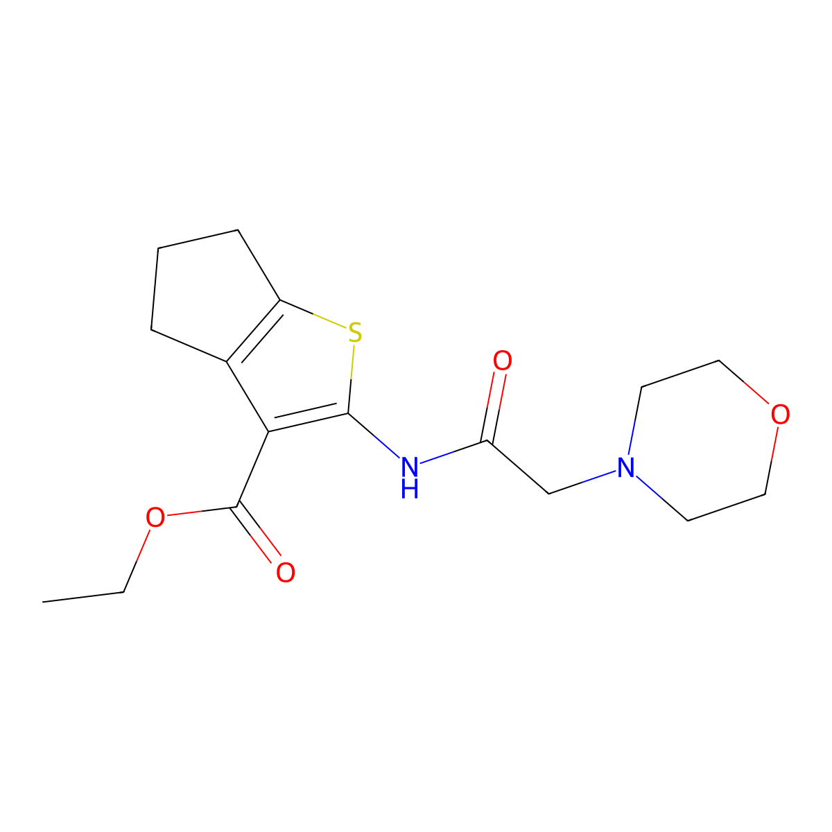 ethyl 2-[(morpholin-4-ylacetyl)amino]-5,6-dihydro-4H-cyclopenta[b]thiophene-3-carboxylate molecular structure, CAS 300676-09-9