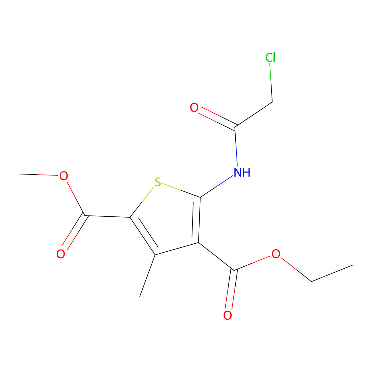 4-Ethyl 2-methyl 5-[(chloroacetyl)amino]-3-methylthiophene-2,4-dicarboxylate molecular structure, CAS 300676-14-6