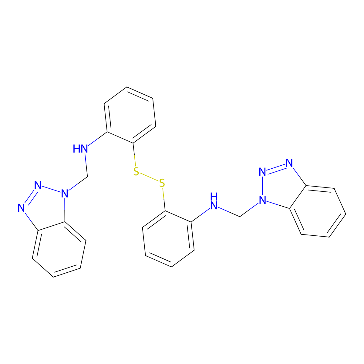 N-(benzotriazol-1-ylmethyl)-2-[[2-(benzotriazol-1-ylmethylamino)phenyl]disulfanyl]aniline molecular structure, CAS 300677-67-2