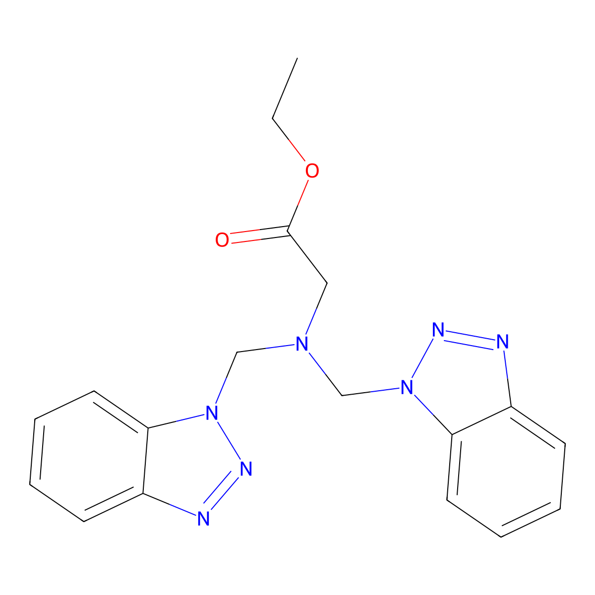 Ethyl 2-[bis(1H-1,2,3-benzotriazol-1-ylmethyl)amino]acetate molecular structure, CAS 300678-15-3
