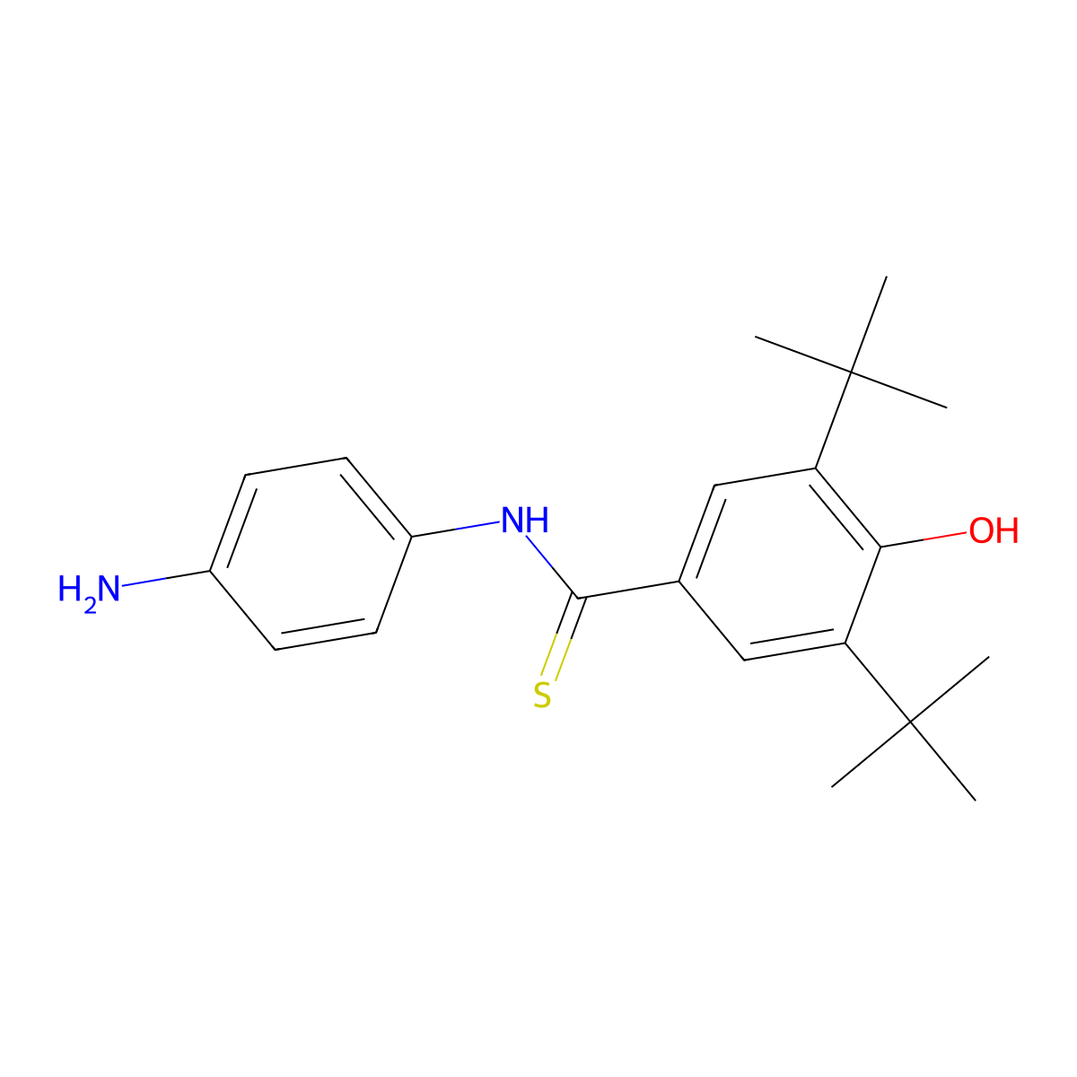 N-(4-Aminophenyl)-3,5-di-tert-butyl-4-hydroxybenzene-1-carbothioamide molecular structure, CAS 300679-15-6