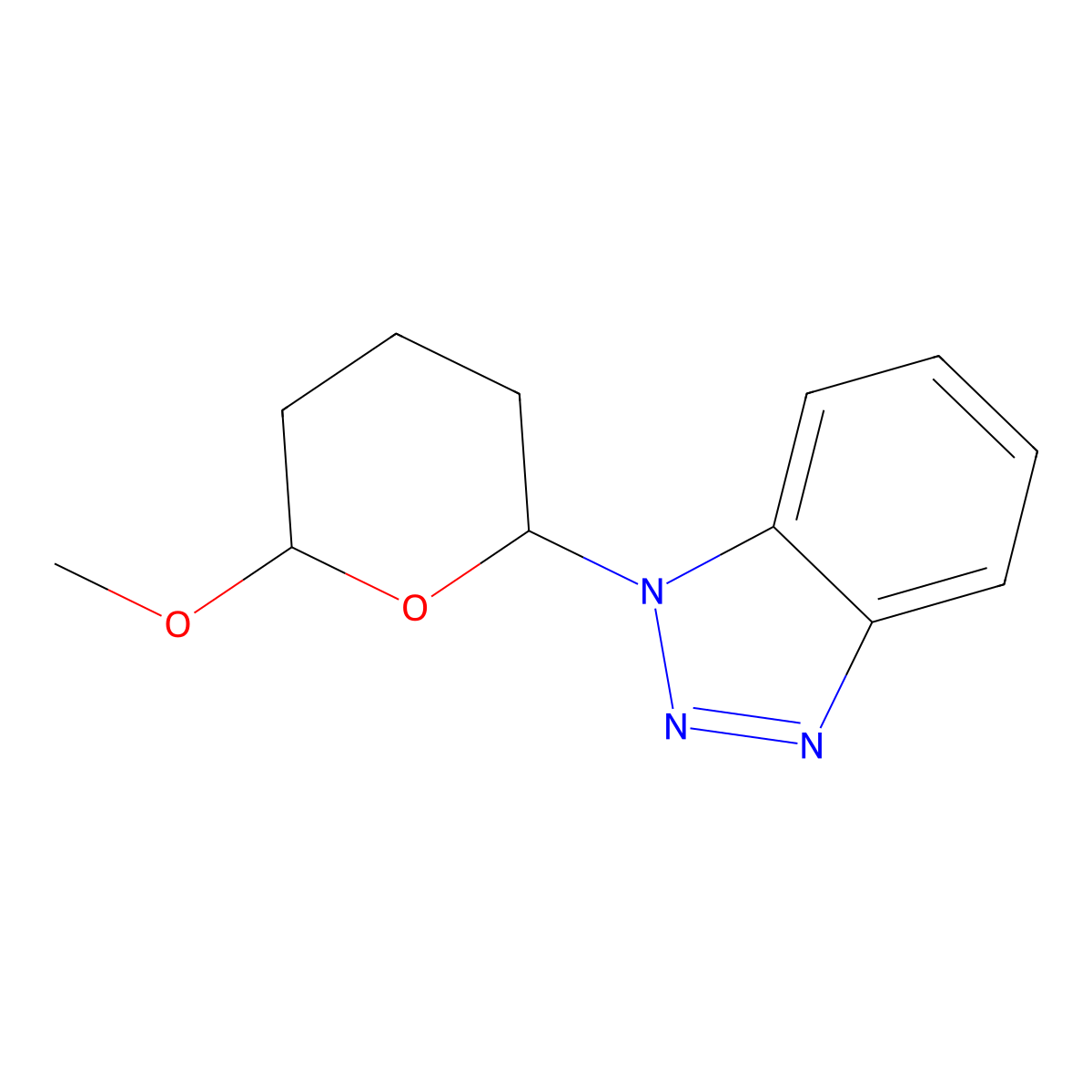 1-(6-Methoxyoxan-2-yl)-1H-1,2,3-benzotriazole molecular structure, CAS 300679-34-9