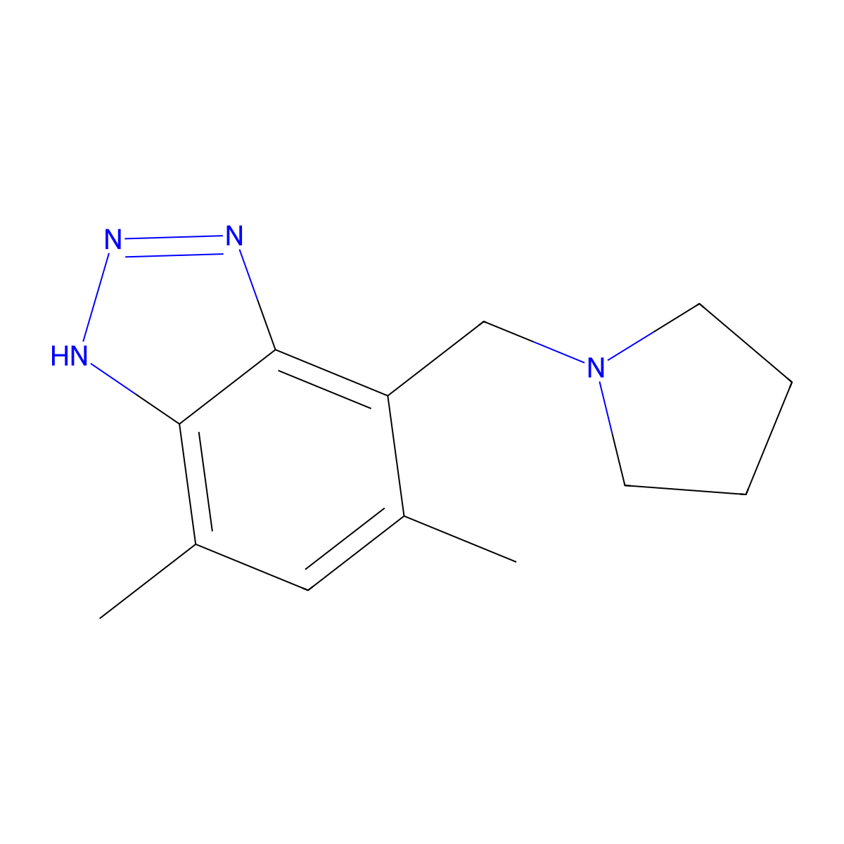4,6-Dimethyl-7-(pyrrolidin-1-ylmethyl)-1H-1,2,3-benzotriazole molecular structure, CAS 300679-69-0