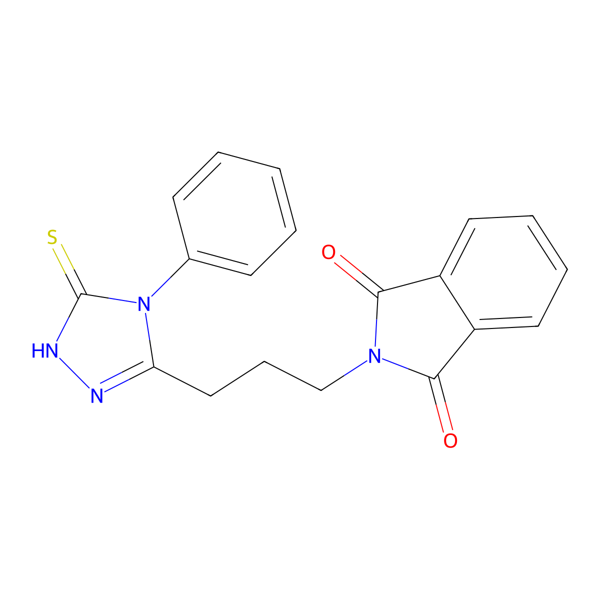 2-[3-(4-Phenyl-5-sulfanylidene-4,5-dihydro-1H-1,2,4-triazol-3-yl)propyl]-2,3-dihydro-1H-isoindole-1,3-dione molecular structure, CAS 300679-71-4