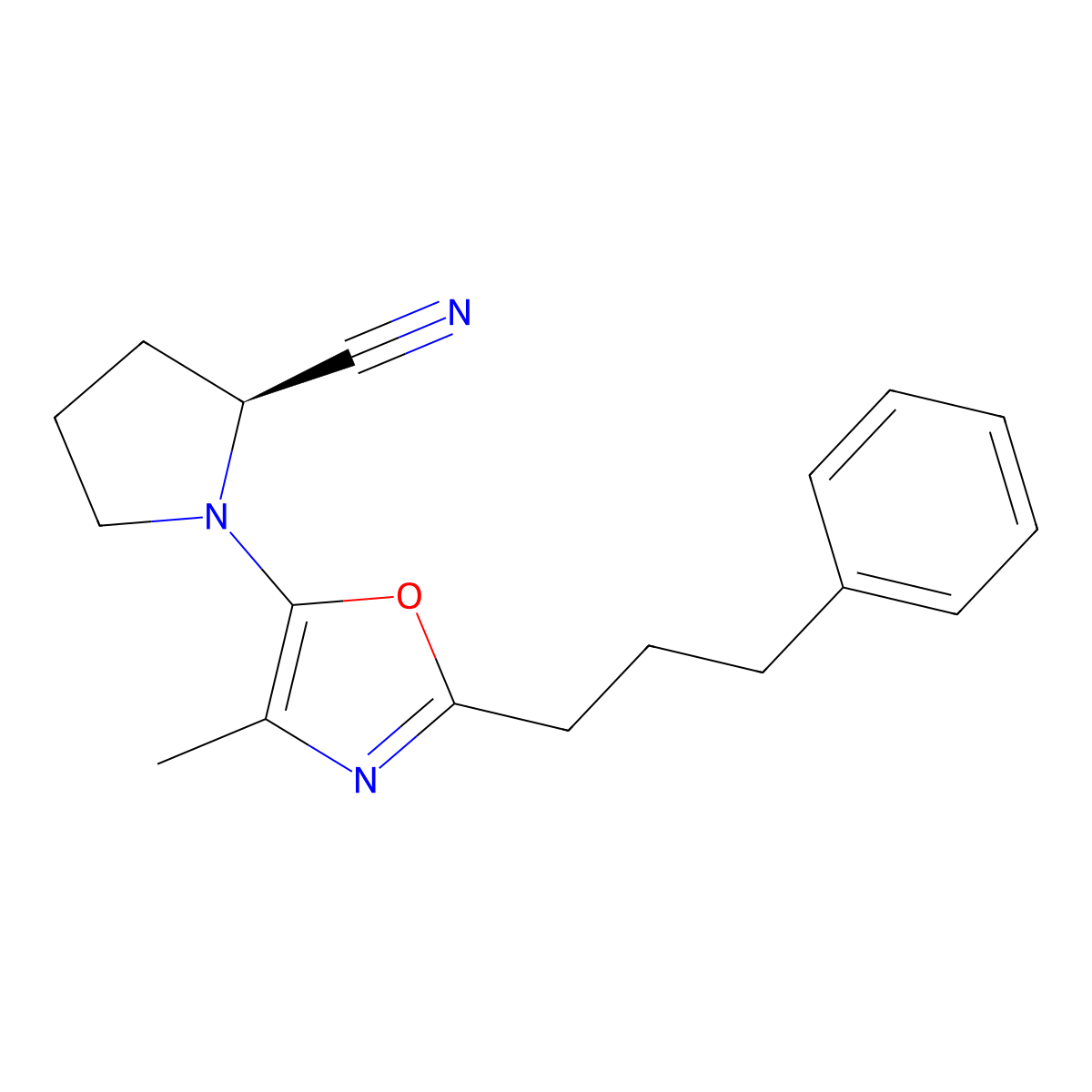 (2S)-1-[4-methyl-2-(3-phenylpropyl)-1,3-oxazol-5-yl]pyrrolidine-2-carbonitrile molecular structure, CAS 3006795-68-9