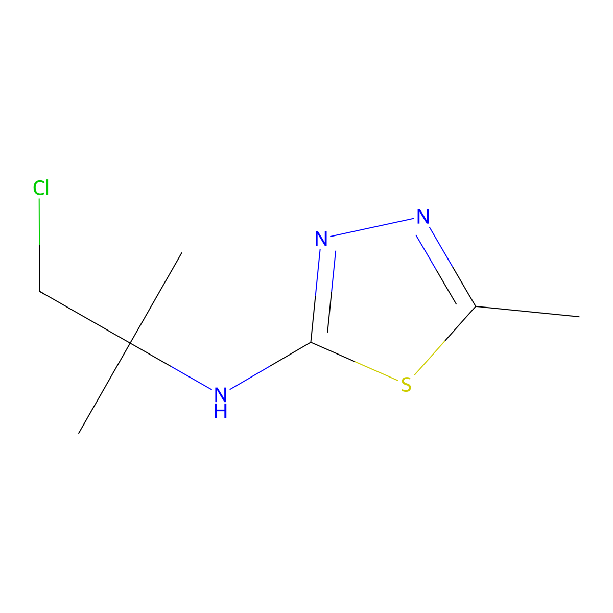 N-(2-chloro-1,1-dimethylethyl)-N-(5-methyl-1,3,4-thiadiazol-2-yl)amine molecular structure, CAS 300684-57-5