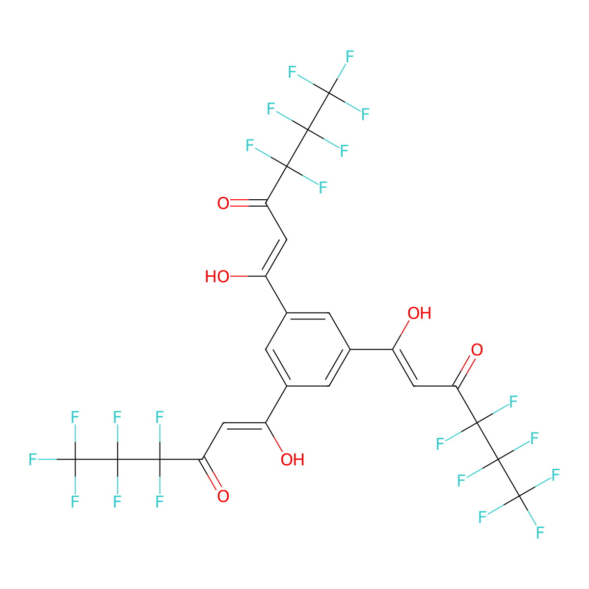 1-[3,5-Bis(4,4,5,5,6,6,6-heptafluoro-1-hydroxy-3-oxohex-1-enyl)phenyl]-4,4,5,5,6,6,6-heptafluoro-1-hydroxyhex-1-en-3-one molecular structure, CAS 3006867-35-9