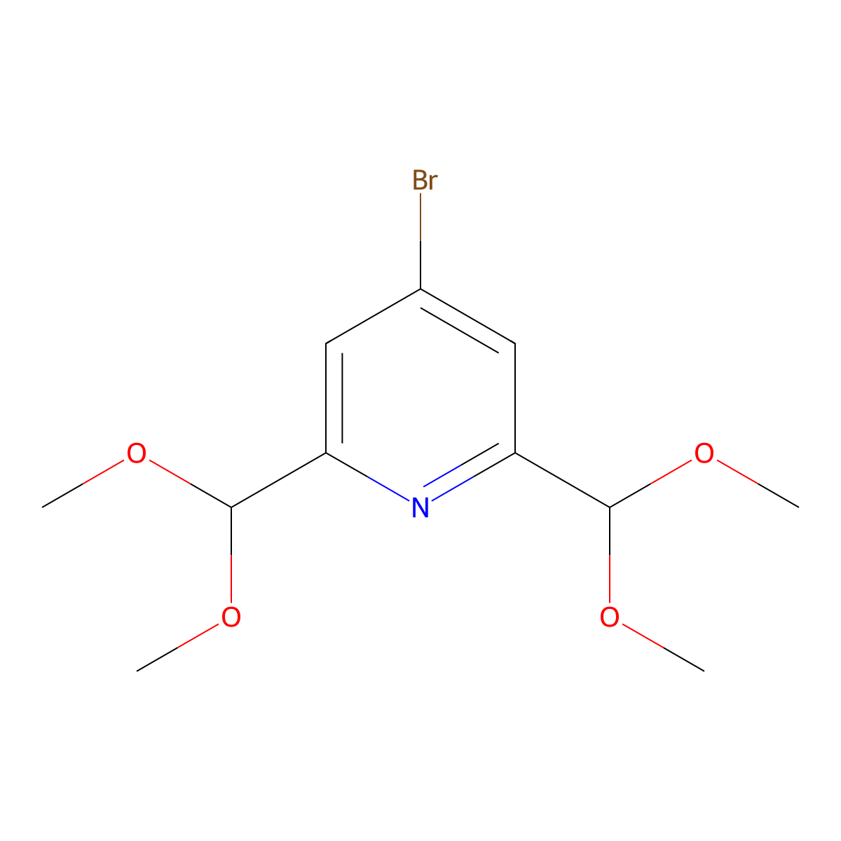 4-Bromo-2,6-bis(dimethoxymethyl)pyridine molecular structure, CAS 3006878-51-6