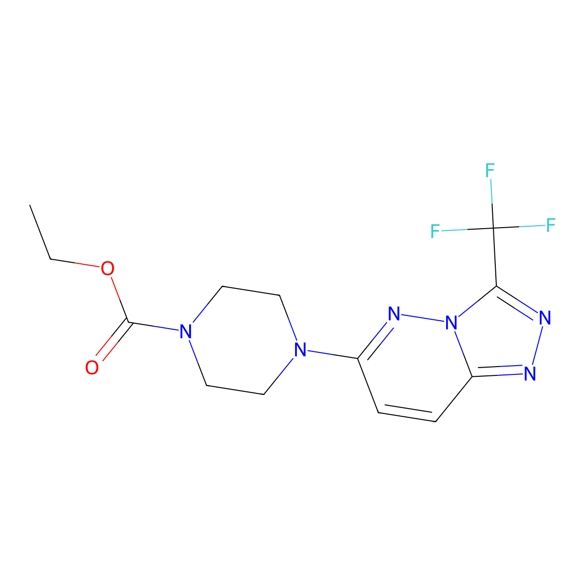 Piperazine-1-carboxylic acid, 4-(3-trifluoromethyl-1,2,4-triazolo[4,3-b]pyridazin-6-yl)-, ethyl ester molecular structure, CAS 300689-09-2