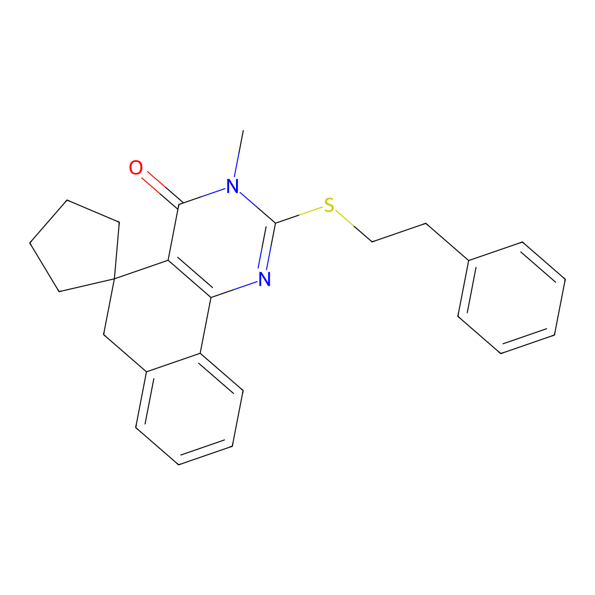 3-methyl-2-(2-phenylethylsulfanyl)spiro[6H-benzo[h]quinazoline-5,1'-cyclopentane]-4-one molecular structure, CAS 300689-22-9