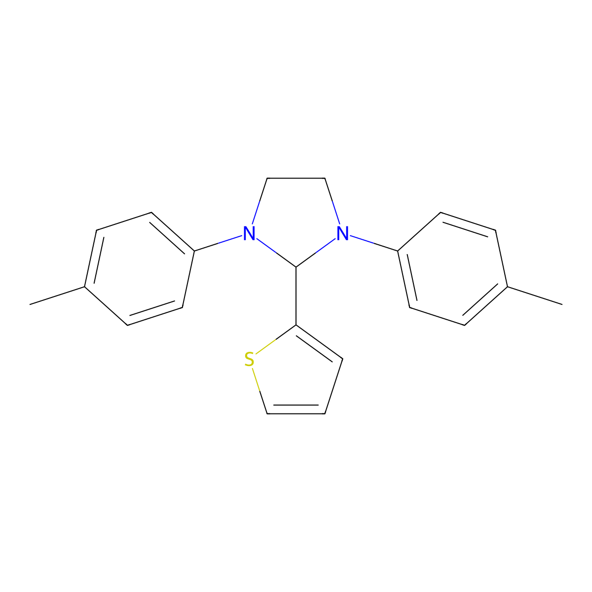 1,3-Bis(4-methylphenyl)-2-(thiophen-2-yl)imidazolidine molecular structure, CAS 300689-74-1