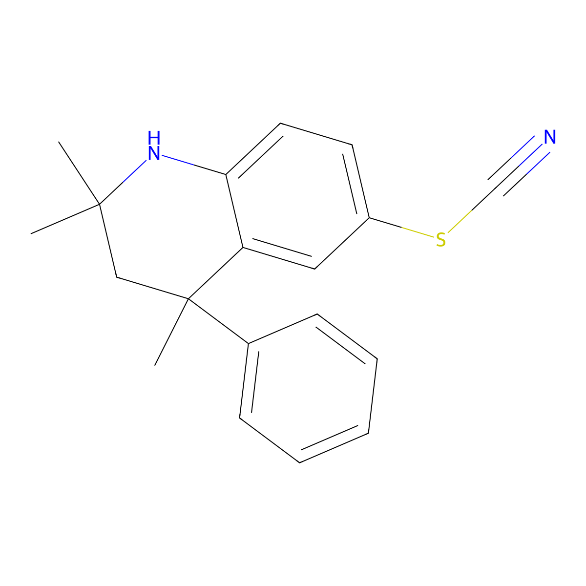 2,2,4-Trimethyl-4-phenyl-6-thiocyanato-1,2,3,4-tetrahydroquinoline molecular structure, CAS 300689-80-9