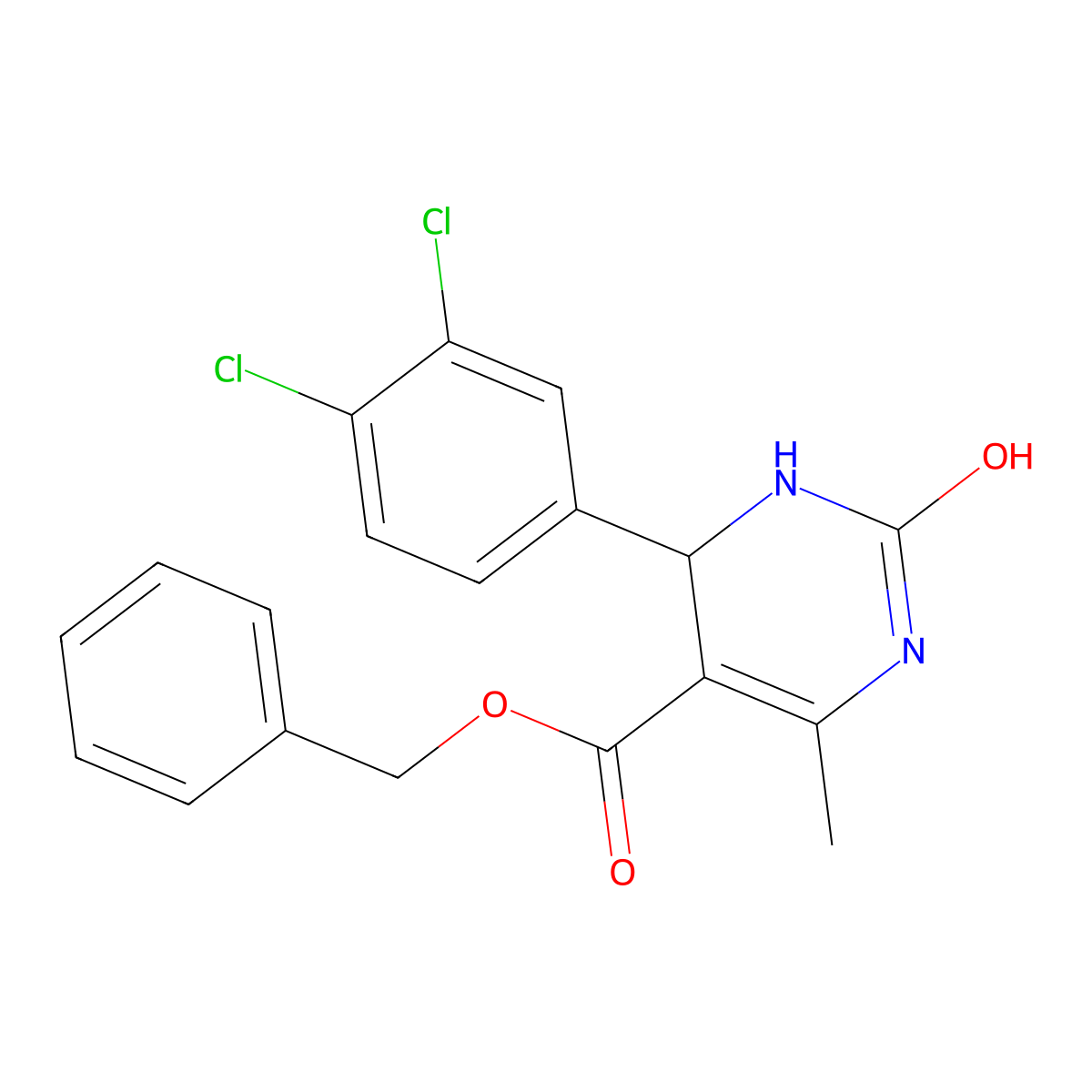 Benzyl 4-(3,4-dichlorophenyl)-6-methyl-2-oxo-1,2,3,4-tetrahydropyrimidine-5-carboxylate molecular structure, CAS 300689-92-3