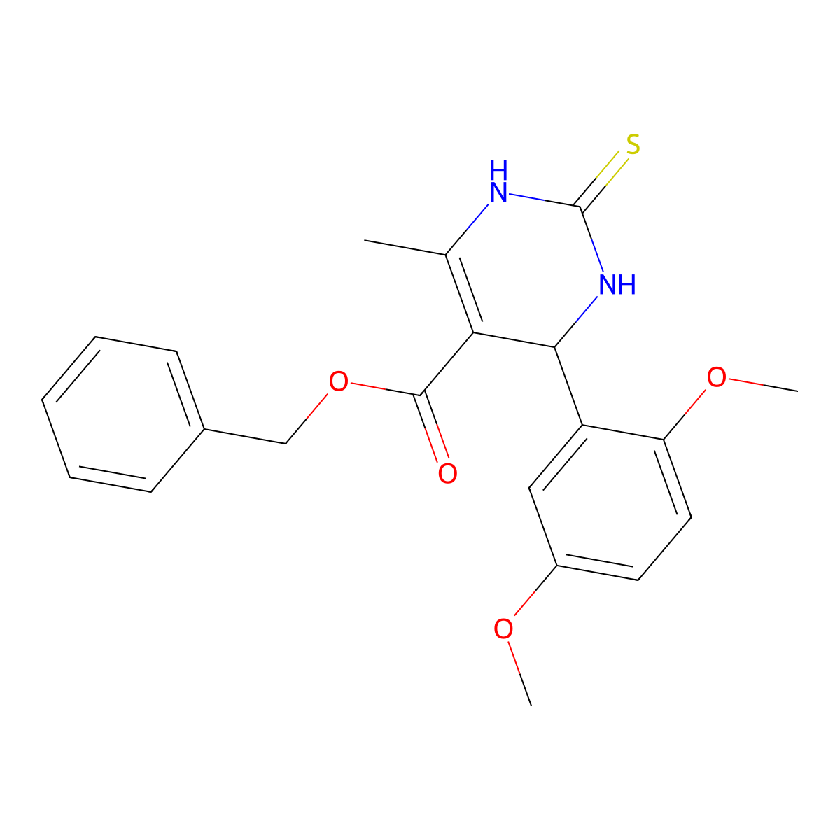 Benzyl 4-(2,5-dimethoxyphenyl)-6-methyl-2-thioxo-1,2,3,4-tetrahydropyrimidine-5-carboxylate molecular structure, CAS 300689-94-5