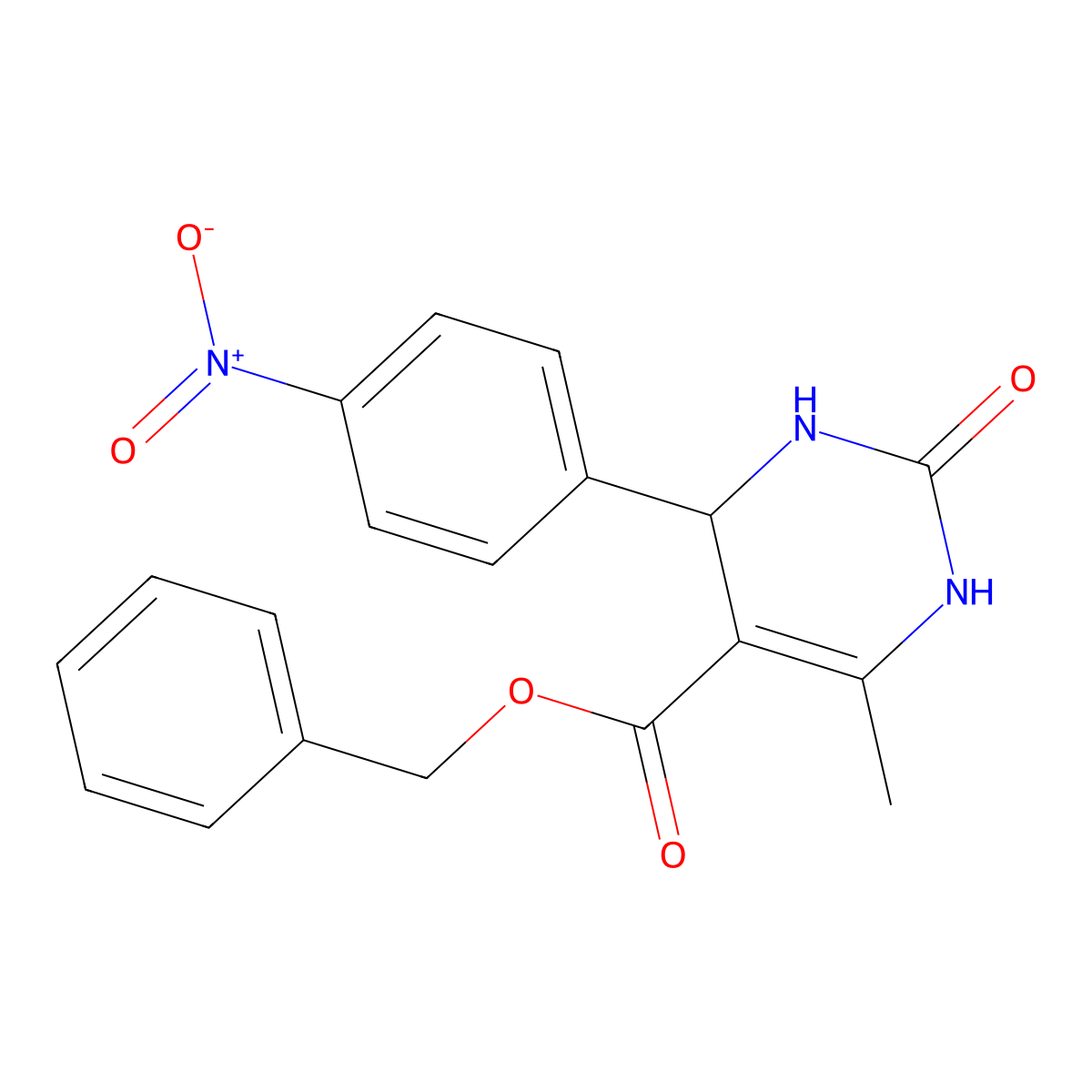 Benzyl 6-methyl-4-(4-nitrophenyl)-2-oxo-1,2,3,4-tetrahydropyrimidine-5-carboxylate molecular structure, CAS 300689-99-0