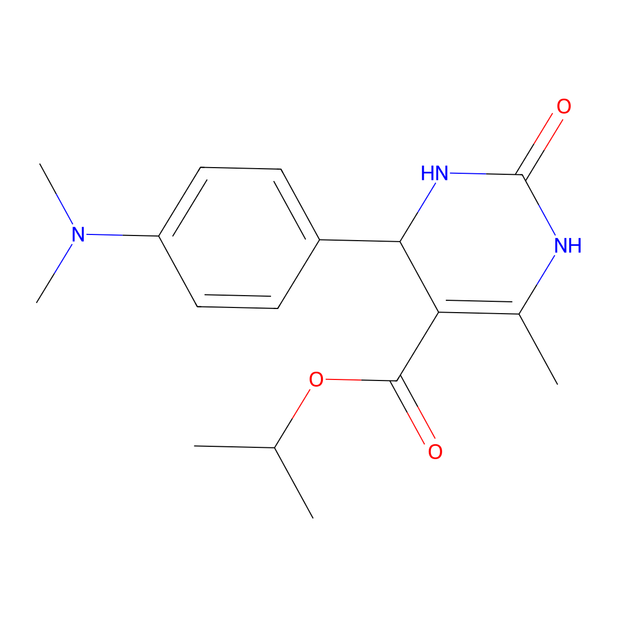 Isopropyl 4-(4-(dimethylamino)phenyl)-6-methyl-2-oxo-1,2,3,4-tetrahydropyrimidine-5-carboxylate molecular structure, CAS 300690-01-1
