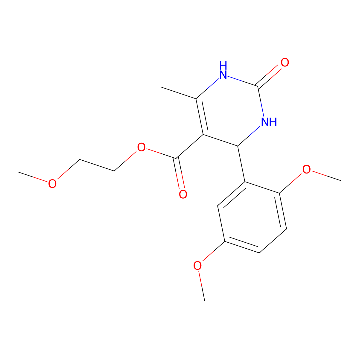 2-Methoxyethyl 4-(2,5-dimethoxyphenyl)-6-methyl-2-oxo-1,2,3,4-tetrahydropyrimidine-5-carboxylate molecular structure, CAS 300690-04-4