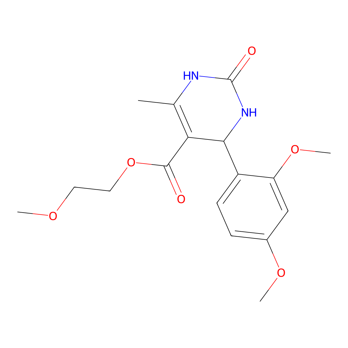 2-Methoxyethyl 4-(2,4-dimethoxyphenyl)-6-methyl-2-oxo-1,2,3,4-tetrahydropyrimidine-5-carboxylate molecular structure, CAS 300690-05-5