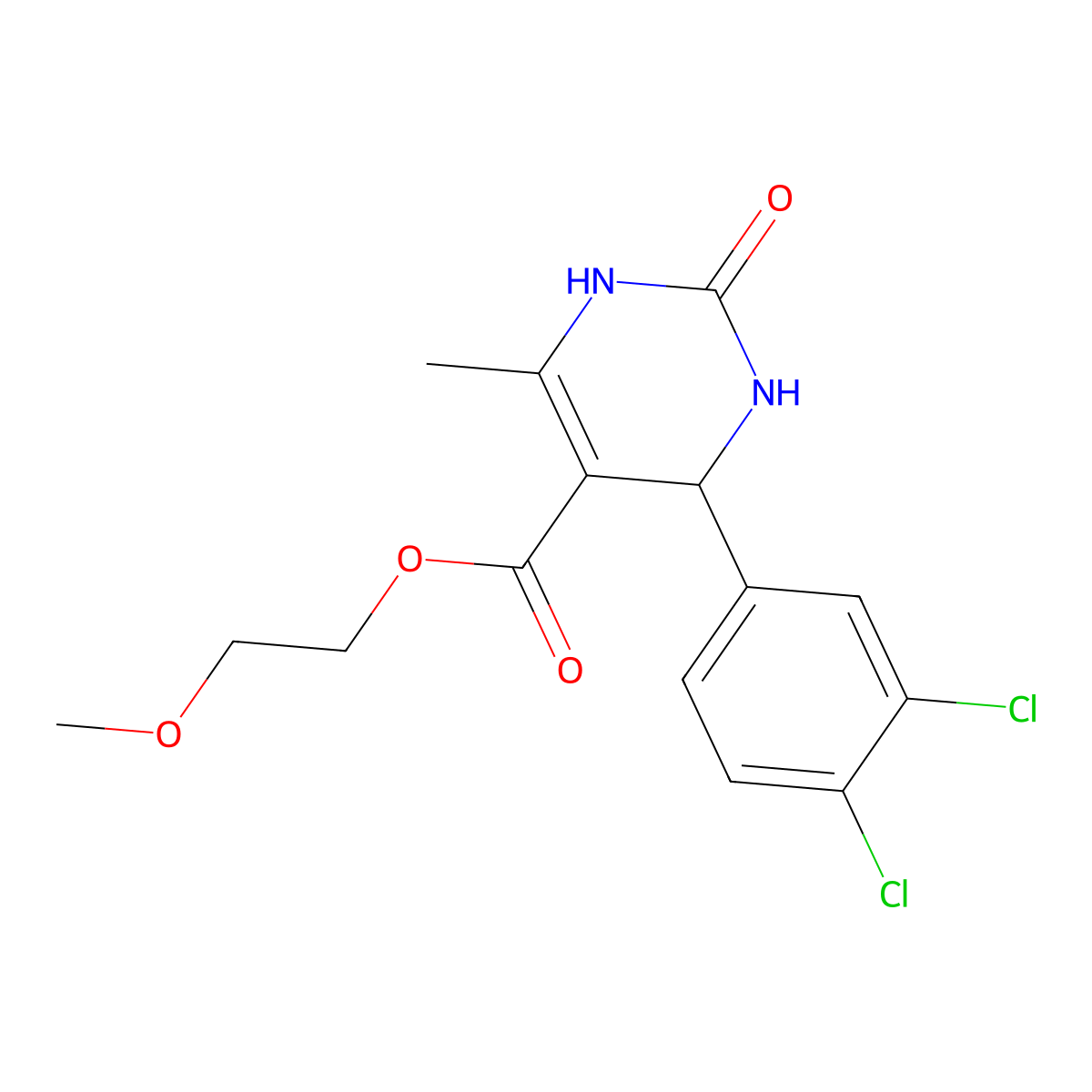 2-Methoxyethyl 4-(3,4-dichlorophenyl)-6-methyl-2-oxo-1,2,3,4-tetrahydropyrimidine-5-carboxylate molecular structure, CAS 300690-06-6