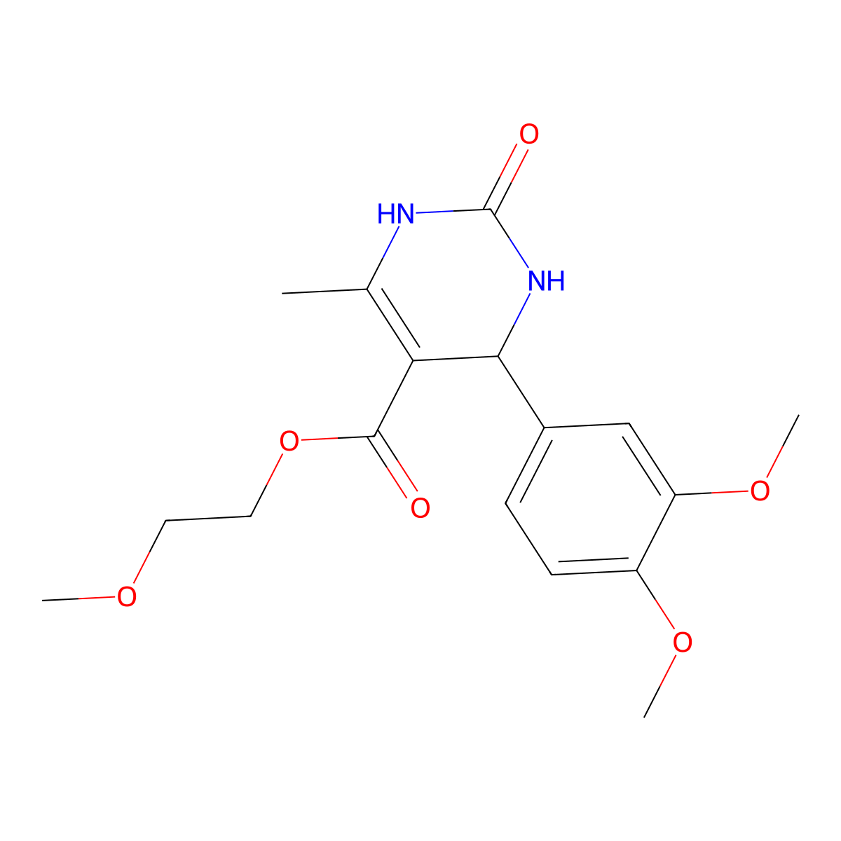 2-Methoxyethyl 4-(3,4-dimethoxyphenyl)-6-methyl-2-oxo-1,2,3,4-tetrahydro-5-pyrimidinecarboxylate molecular structure, CAS 300690-08-8