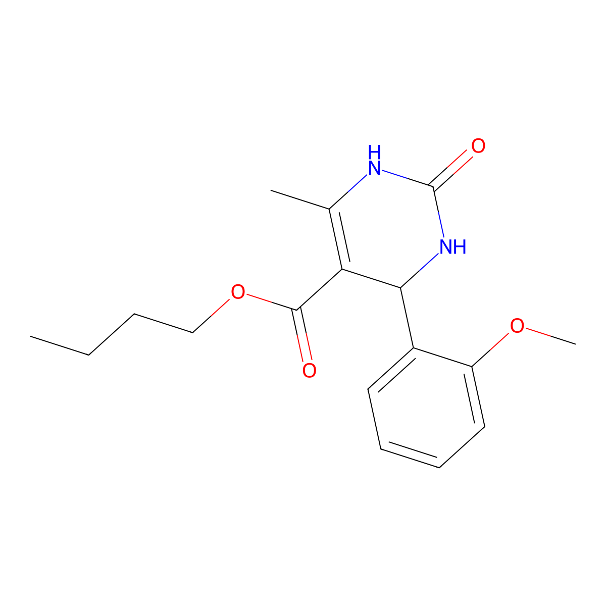 Butyl 4-(2-methoxyphenyl)-6-methyl-2-oxo-1,2,3,4-tetrahydropyrimidine-5-carboxylate molecular structure, CAS 300690-09-9