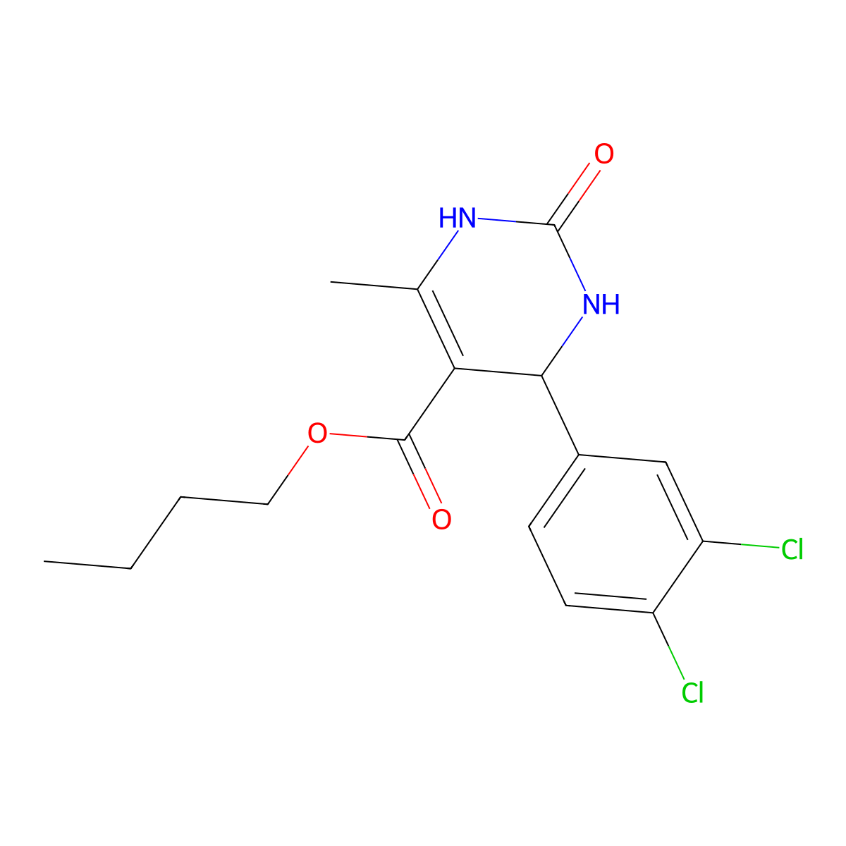 Butyl 4-(3,4-dichlorophenyl)-6-methyl-2-oxo-1,2,3,4-tetrahydropyrimidine-5-carboxylate molecular structure, CAS 300690-11-3
