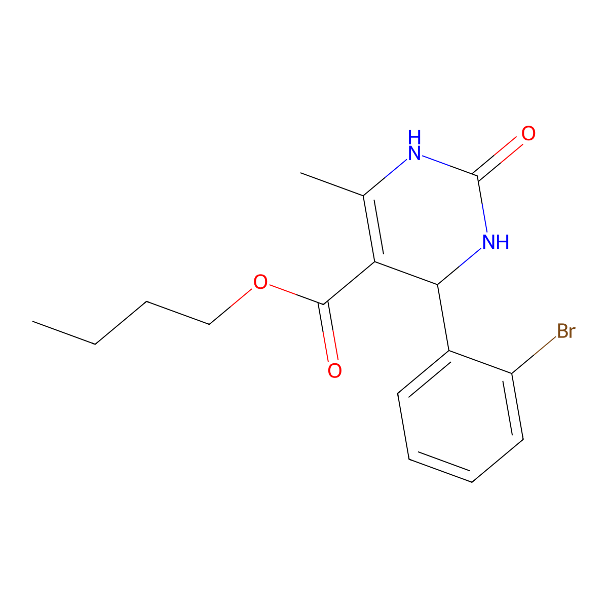 Butyl 4-(2-bromophenyl)-6-methyl-2-oxo-1,2,3,4-tetrahydropyrimidine-5-carboxylate molecular structure, CAS 300690-13-5