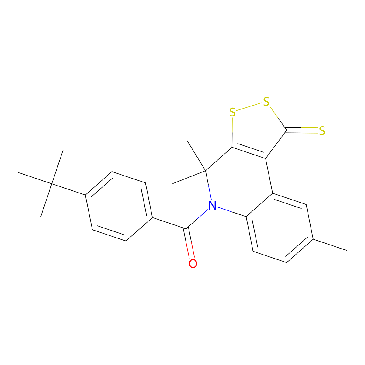 (4-tert-butylphenyl)(4,4,8-trimethyl-1-thioxo-1,4-dihydro-5H-[1,2]dithiolo[3,4-c]quinolin-5-yl)methanone molecular structure, CAS 300690-23-7