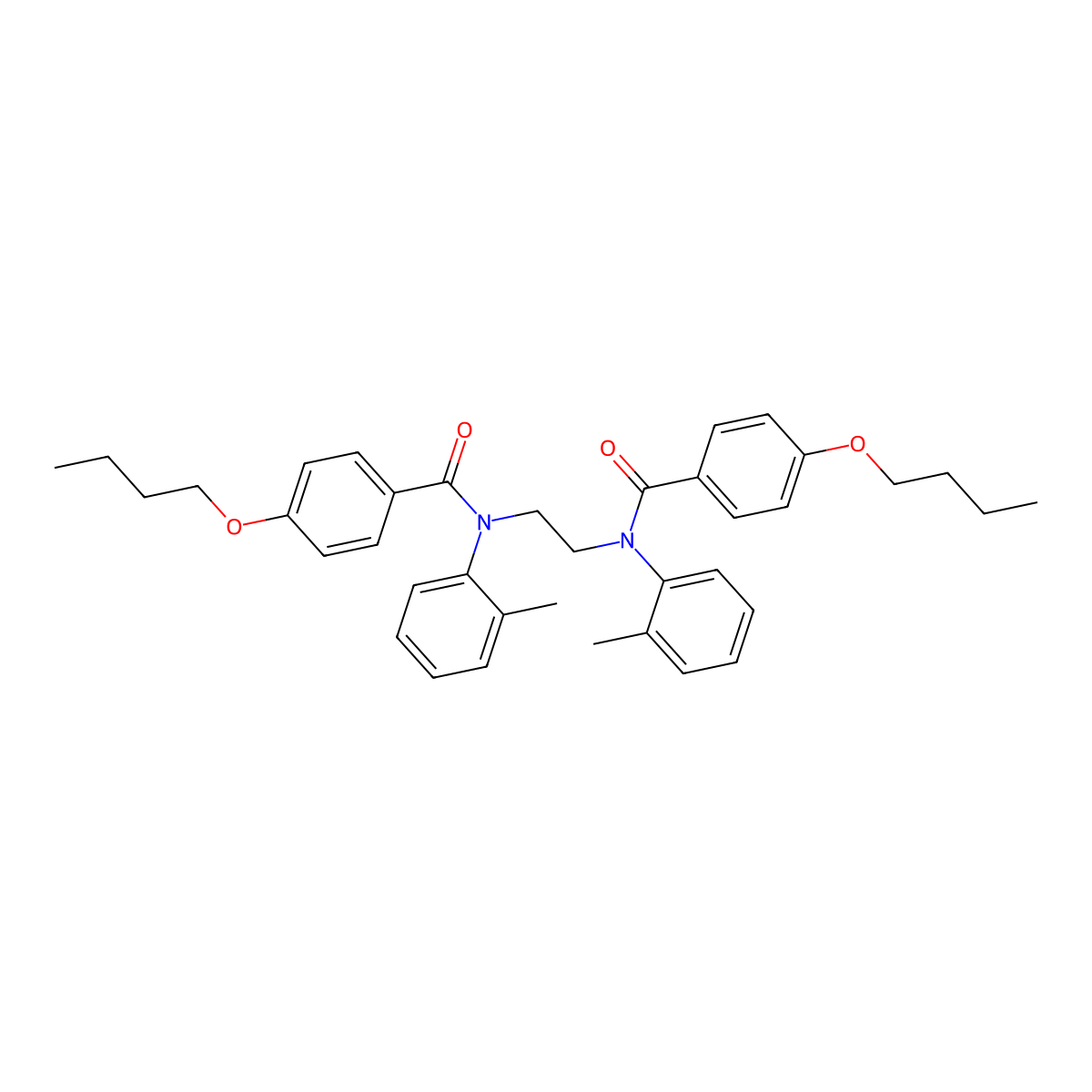 4-butoxy-N-[2-(N-(4-butoxybenzoyl)-2-methylanilino)ethyl]-N-(2-methylphenyl)benzamide molecular structure, CAS 300690-28-2