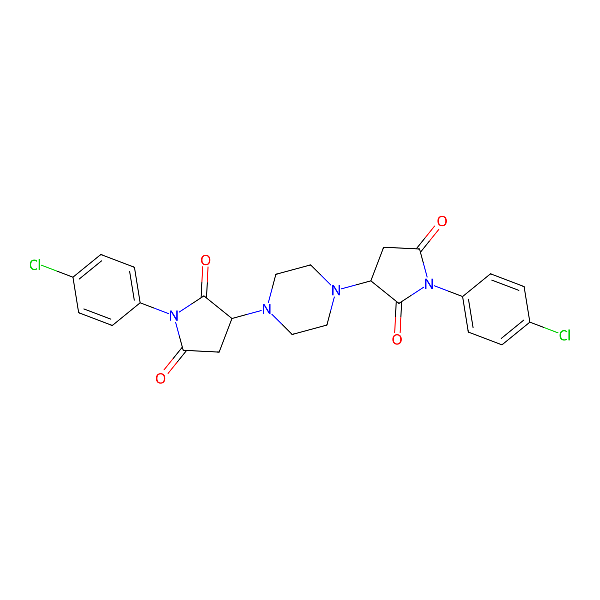 1-(4-Chlorophenyl)-3-[4-[1-(4-chlorophenyl)-2,5-dioxopyrrolidin-3-yl]piperazin-1-yl]pyrrolidine-2,5-dione molecular structure, CAS 300690-41-9
