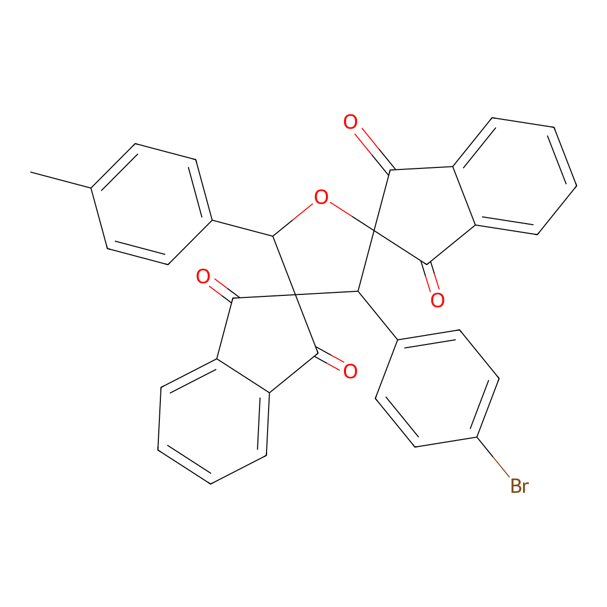 3'-(4-Bromophenyl)-5'-(4-methylphenyl)dispiro[indene-2,2'-furan-4',2''-indene]-1,1'',3,3''-tetrone molecular structure, CAS 300690-49-7