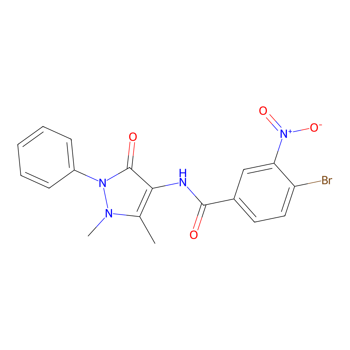 4-bromo-N-(1,5-dimethyl-3-oxo-2-phenyl-2,3-dihydro-1H-pyrazol-4-yl)-3-nitrobenzamide molecular structure, CAS 300690-57-7