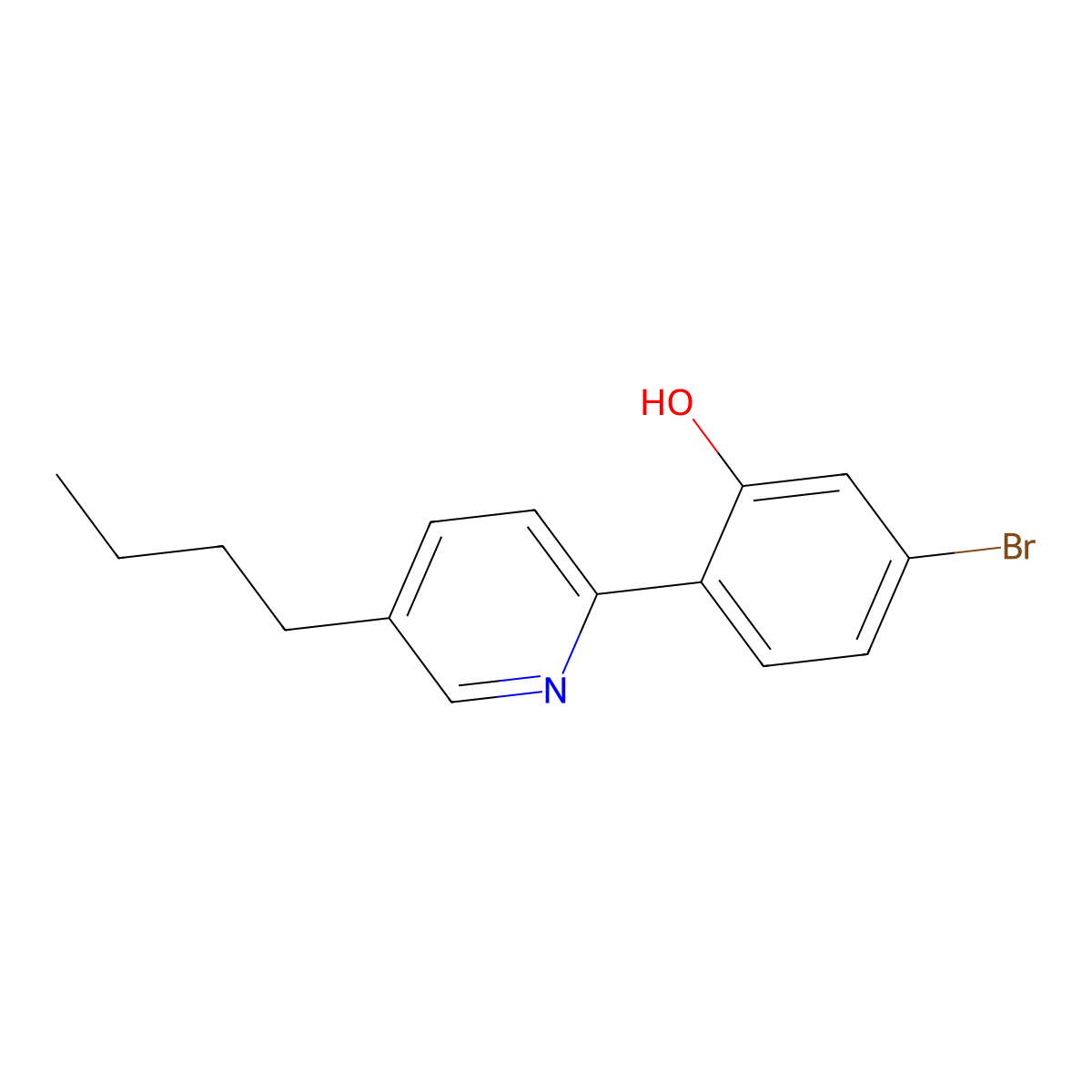 5-Bromo-2-(5-butyl-pyridin-2-yl)-phenol molecular structure, CAS 300690-65-7