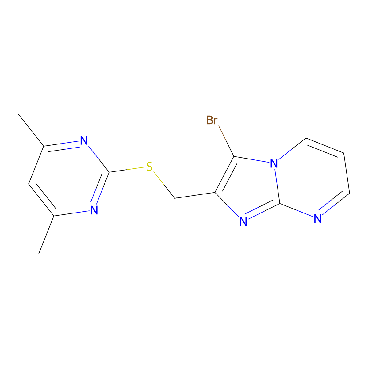 3-Bromo-2-[(4,6-dimethylpyrimidin-2-yl)sulfanylmethyl]imidazo[1,2-a]pyrimidine molecular structure, CAS 300695-49-2