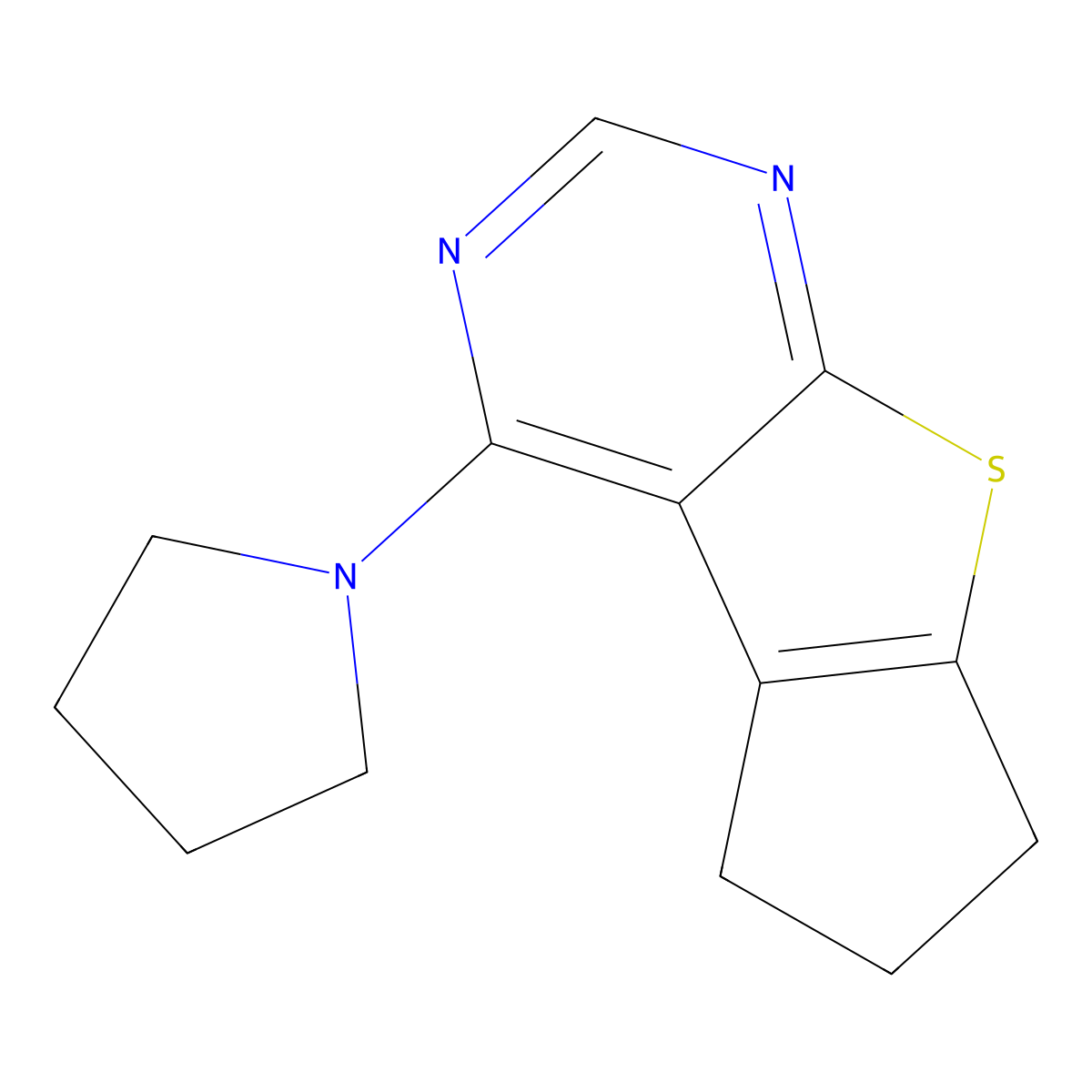 12-(Pyrrolidin-1-yl)-7-thia-9,11-diazatricyclo[6.4.0.0^{2,6}]dodeca-1(12),2(6),8,10-tetraene molecular structure, CAS 300695-56-1