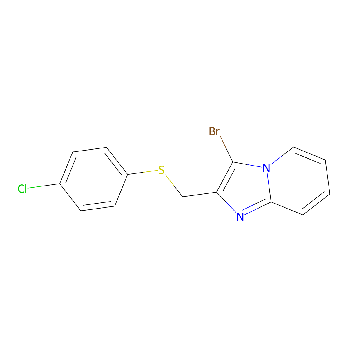 3-Bromo-2-{[(4-chlorophenyl)sulfanyl]methyl}imidazo[1,2-a]pyridine molecular structure, CAS 300695-61-8