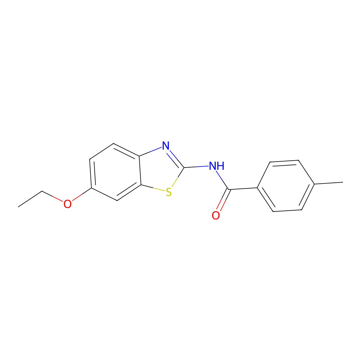 N-(6-ethoxy-1,3-benzothiazol-2-yl)-4-methylbenzamide molecular structure, CAS 300697-44-3