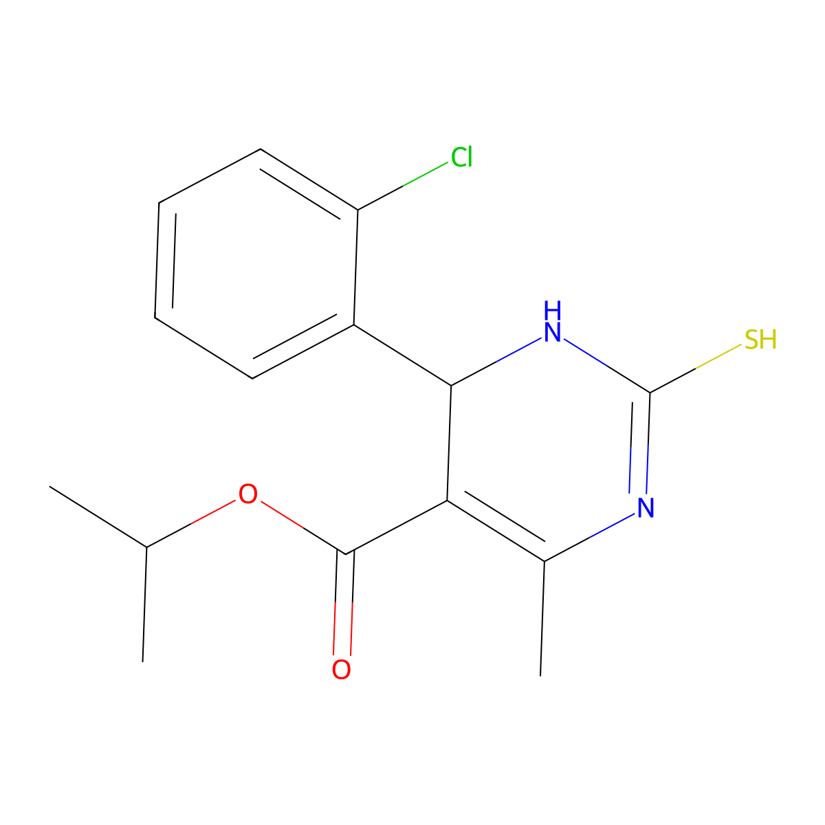 Propan-2-yl 6-(2-chlorophenyl)-4-methyl-2-sulfanyl-1,6-dihydropyrimidine-5-carboxylate molecular structure, CAS 300697-65-8
