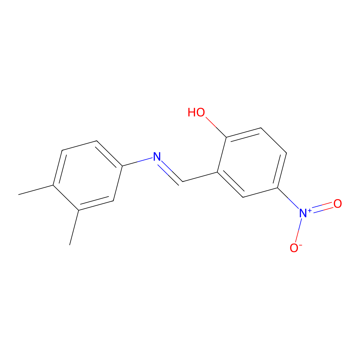2-{[(3,4-Dimethylphenyl)imino]methyl}-4-nitrophenol molecular structure, CAS 300698-37-7